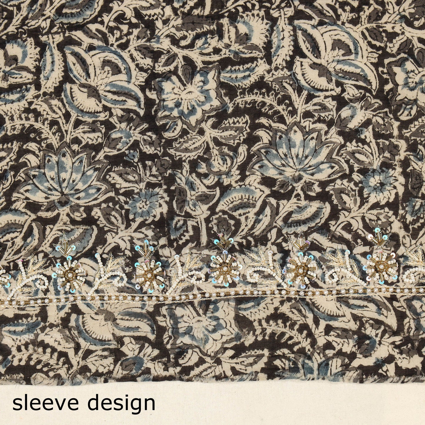 Black - kalamkari hand embroidery cotton blouse piece 20