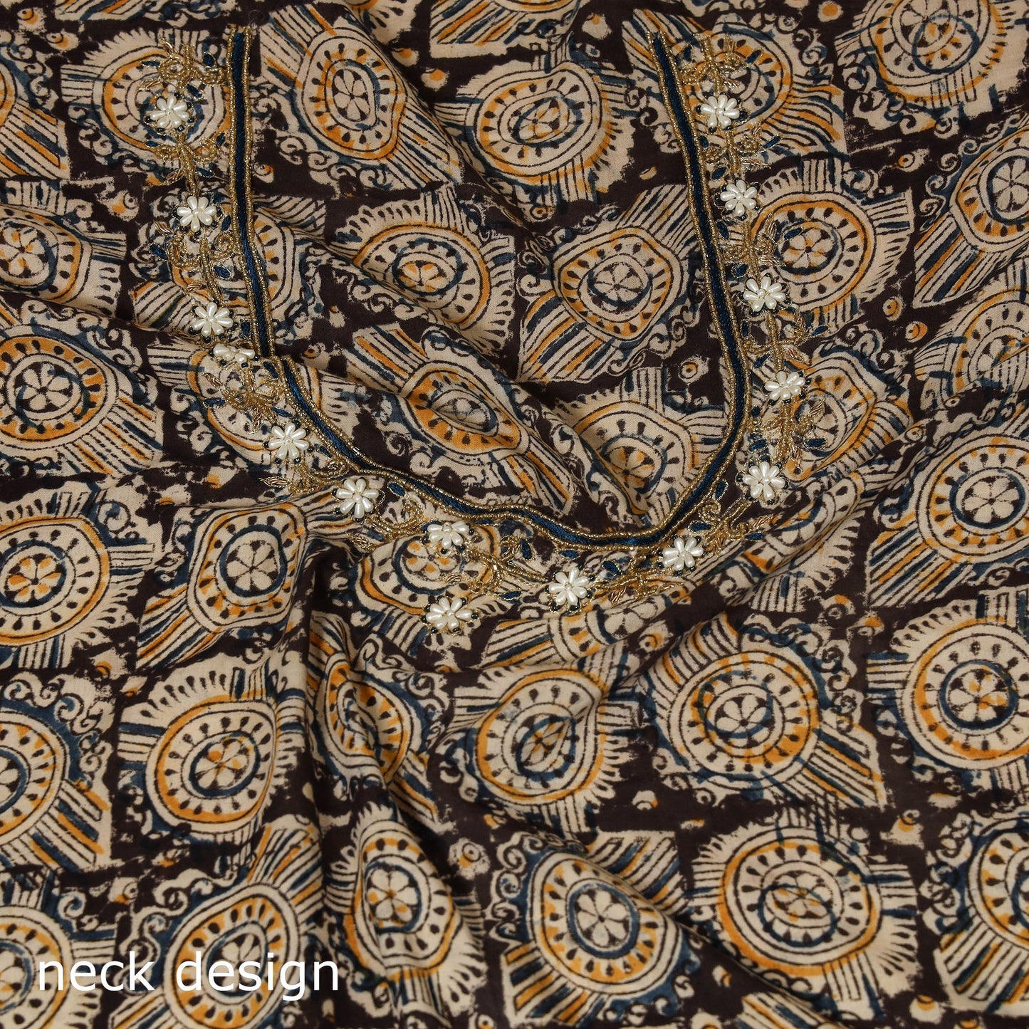 Black - kalamkari hand embroidery cotton blouse piece 22