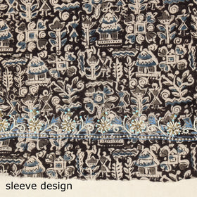 Black - kalamkari hand embroidery cotton blouse piece 23