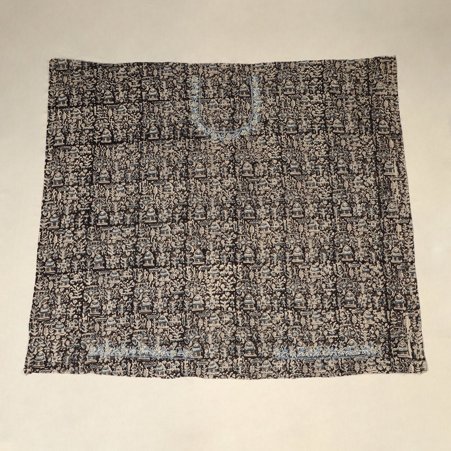 Black - kalamkari hand embroidery cotton blouse piece 23