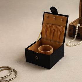 Black Kalamkari Handpainted Ghicha Silk Bangle Box (Small)