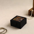 Black Kalamkari Handpainted Ghicha Silk Bangle Box (Small)