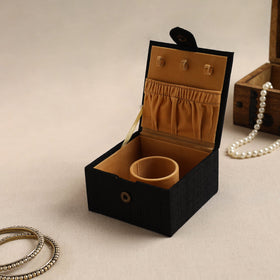 Black Kalamkari Handpainted Ghicha Silk Bangle Box (Small)