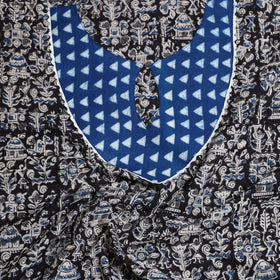  Black Kalamkari Print Patchwork Cotton Kurta Material