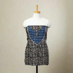  Black Kalamkari Print Patchwork Cotton Kurta Material