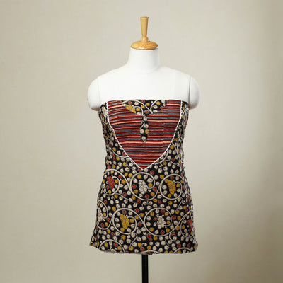 Black - kalamkari patchwork cotton unstitched kurta