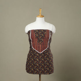 Buy Black Kalamkari Print Patchwork Cotton Kurta Material