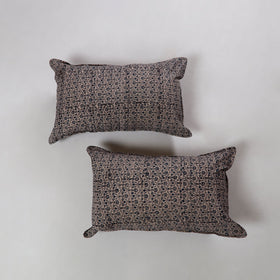 Buy Black Kalamkari Block Print Pillow Cover (Set of 2)