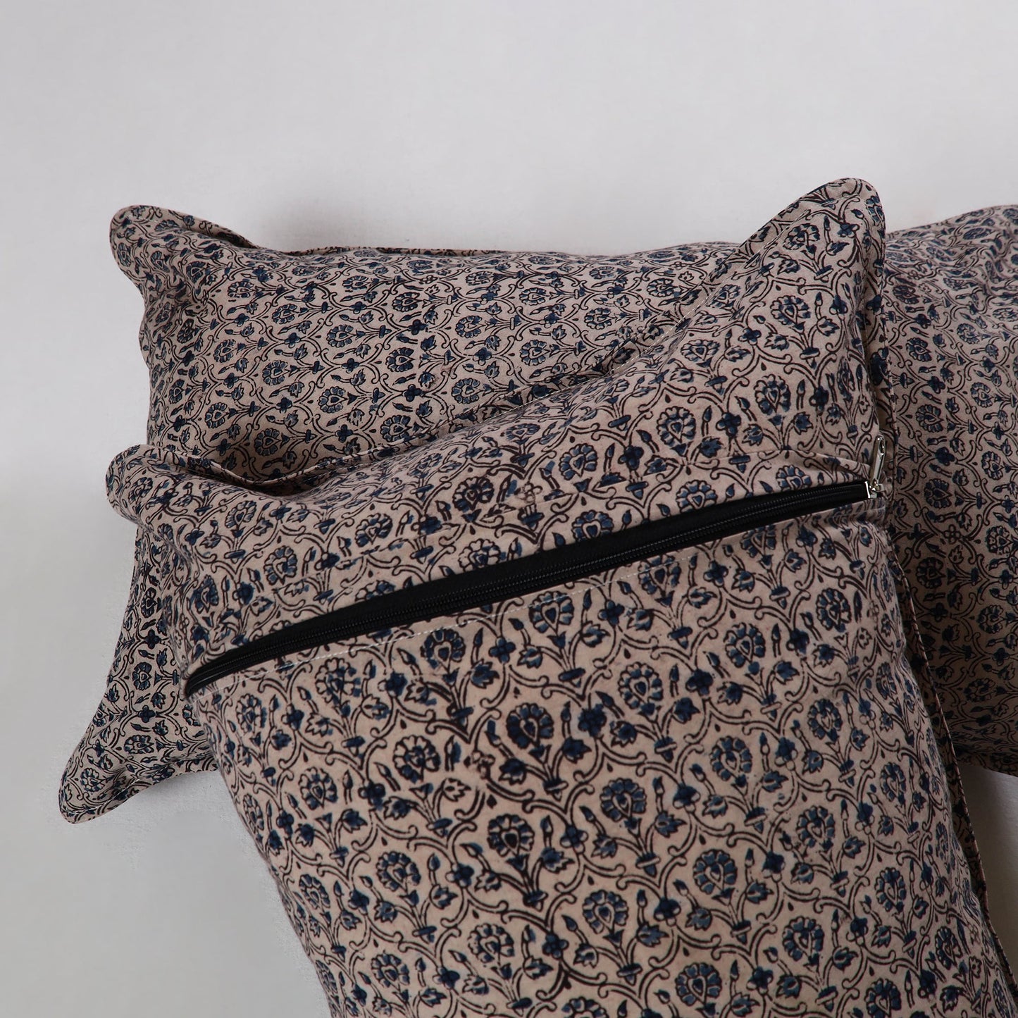 Buy Black Kalamkari Block Print Pillow Cover (Set of 2)
