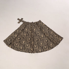 Black - kalamkari cotton wrap around skirt 13 - handcrafted