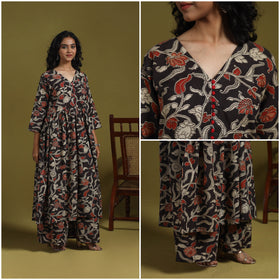 Black - kalamkari printed cotton 2pc kurta set for women 08