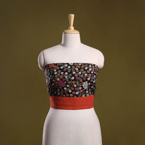 Kalamkari printed cotton blouse piece 52 - handcrafted