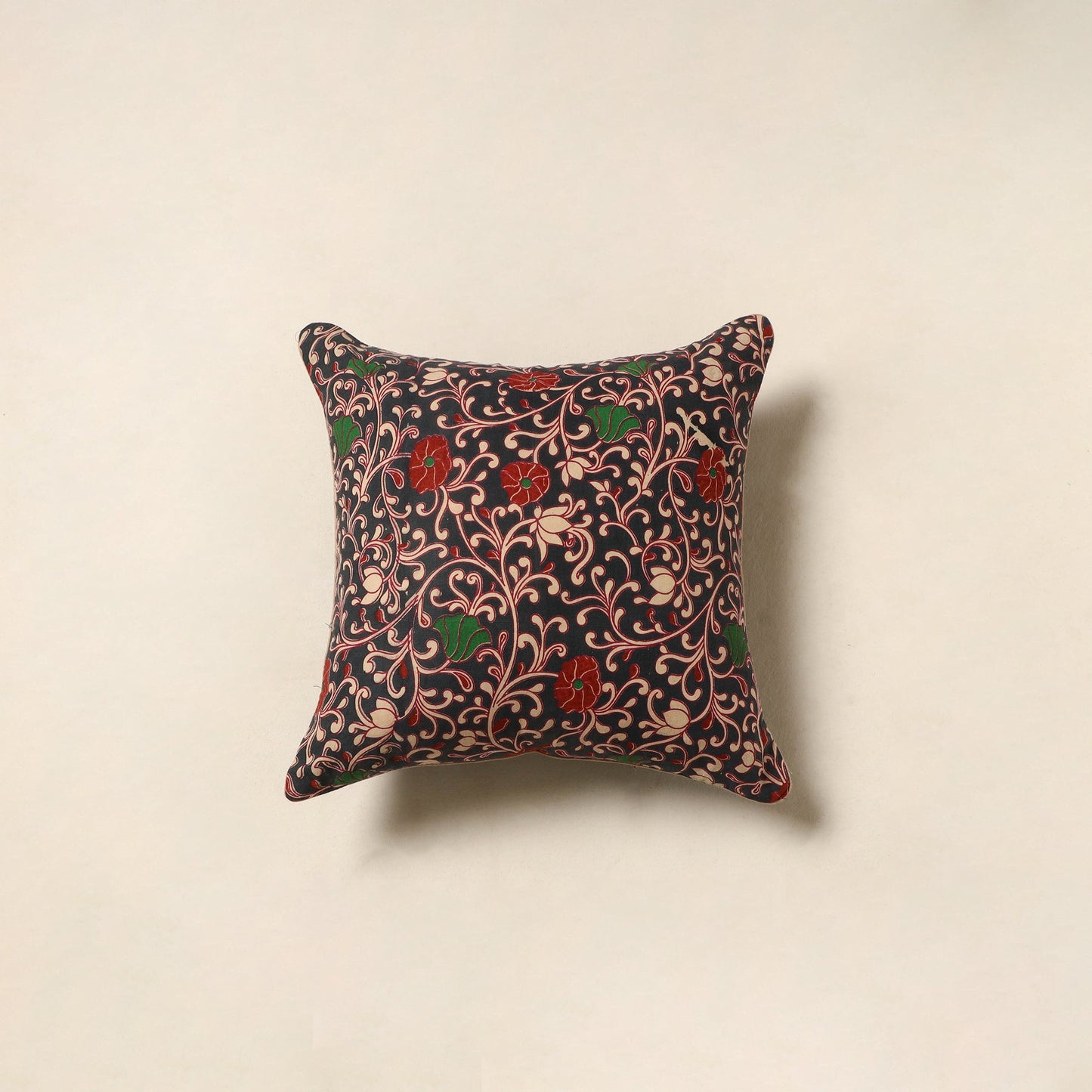Black - kalamkari printed cotton cushion cover 123