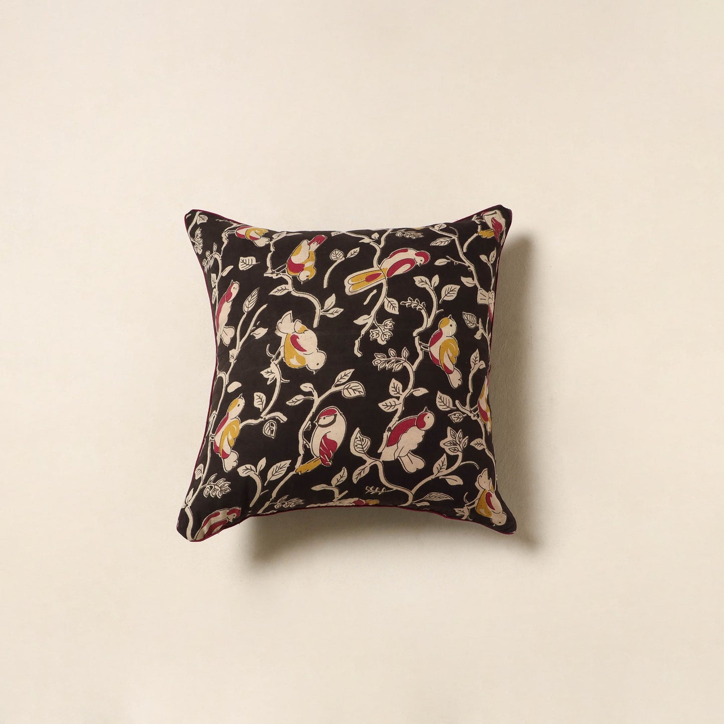 Black - kalamkari printed cotton cushion cover 129