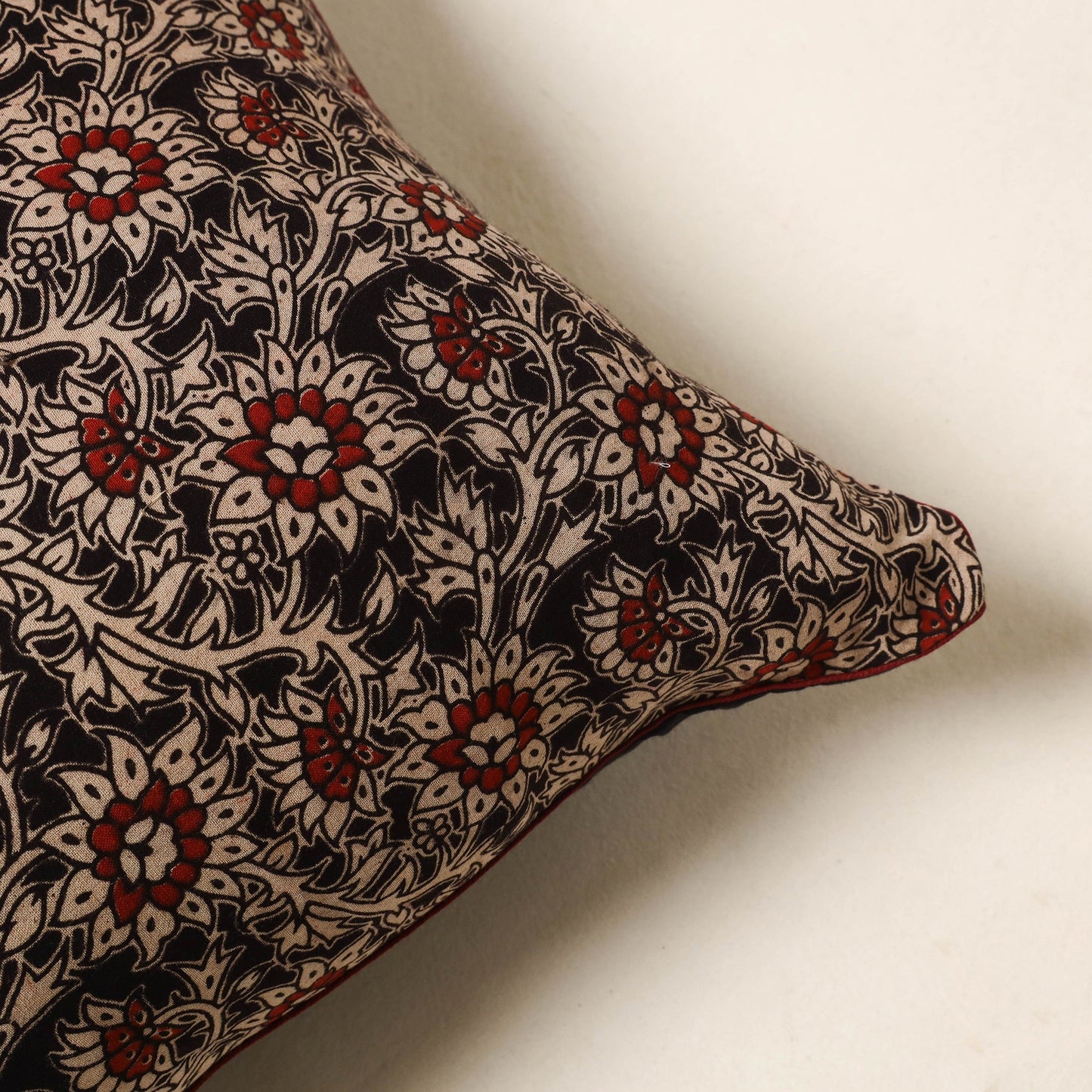 Black - kalamkari printed cotton cushion cover 58