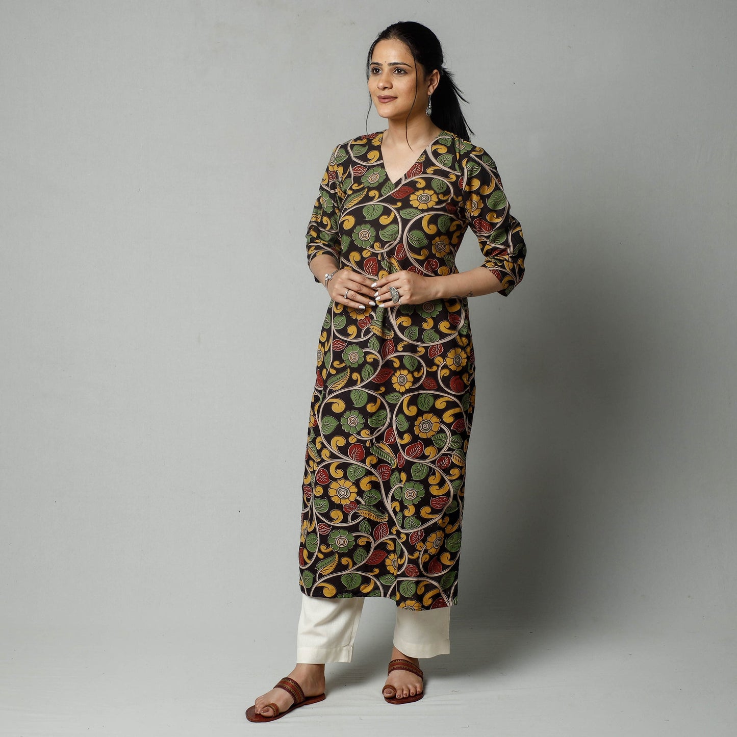 Buy Kalamkari Printed Cotton Kurta Online at iTokri.com