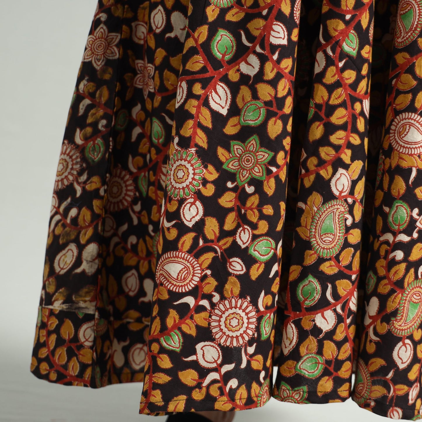 Black - Kalamkari Printed Cotton A-Line Dress