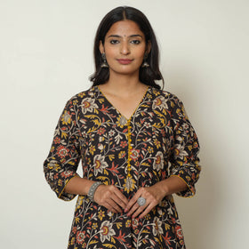 Black - kalamkari printed cotton a-line kurta 37
