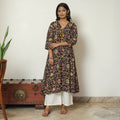 Black - kalamkari printed cotton a-line kurta 37