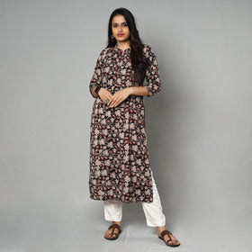  Kalamkari Printed Cotton Long Kurta For Women