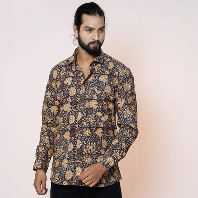 Kalamkari Block Printed Cotton Men Full Sleeve Shirt