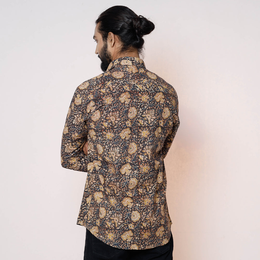 Kalamkari Block Printed Cotton Men Full Sleeve Shirt