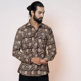 Kalamkari Block Printed Cotton Men Full Sleeve Shirt
