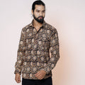 Black - kalamkari printed cotton men full sleeve shirt