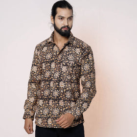Black - kalamkari printed cotton men full sleeve shirt