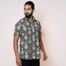 Kalamkari Block Printed Cotton Men Half Sleeve Shirt