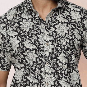 Kalamkari Block Printed Cotton Men Half Sleeve Shirt