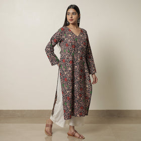  Kalamkari Printed Cotton Straight Kurta For Women