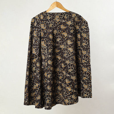 Black - kalamkari printed cotton wrap around skirt 17