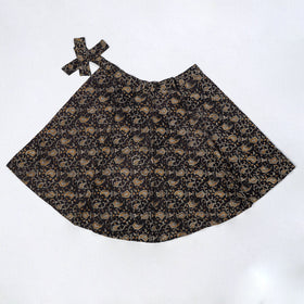 Black - kalamkari printed cotton wrap around skirt 17