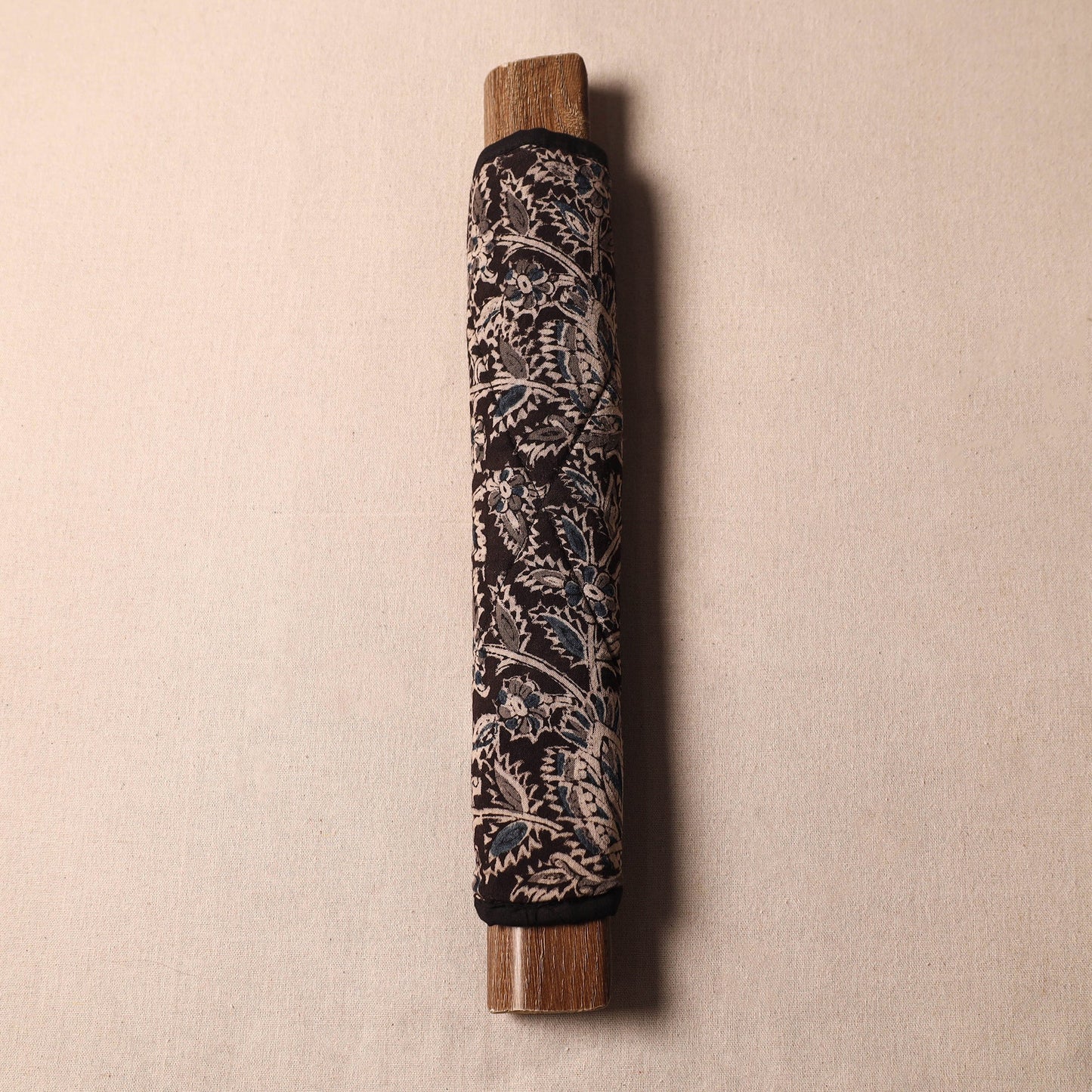 Black Kalamkari Block Printed Fridge Top Cover with Handle Cover