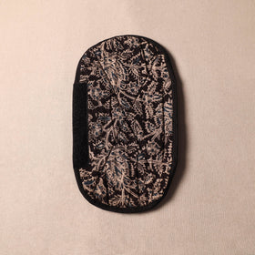 Black Kalamkari Block Printed Fridge Top Cover with Handle Cover