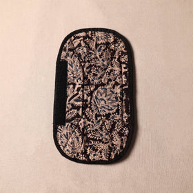 Black Kalamkari Block Printed Fridge Top Cover with Handle Cover