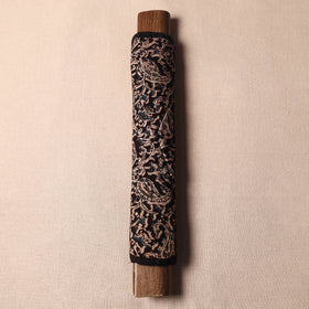 Black Kalamkari Block Printed Fridge Top Cover with Handle Cover