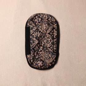 Black Kalamkari Block Printed Fridge Top Cover with Handle Cover