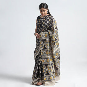 Black - Kalamkari Printed Silk Cotton Saree