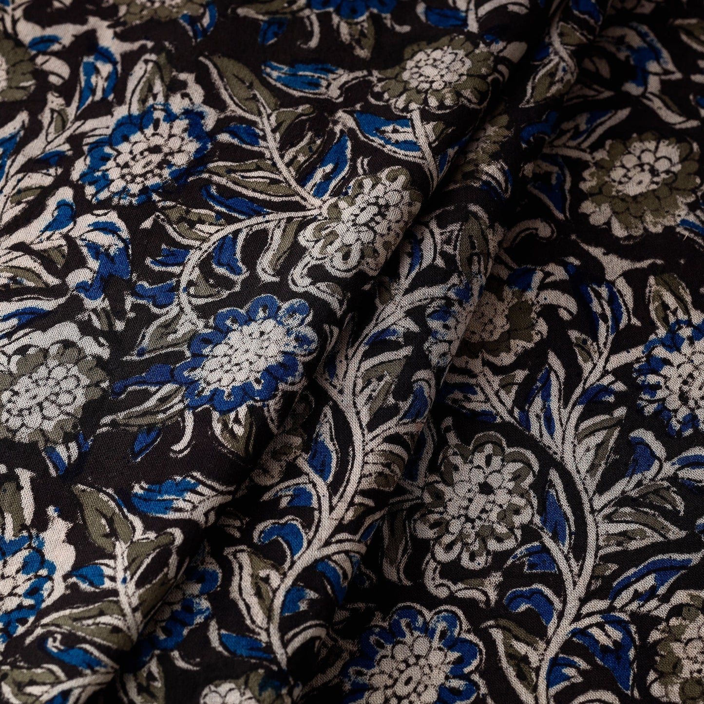 Black - kalamkari printing natural dyed cotton fabric