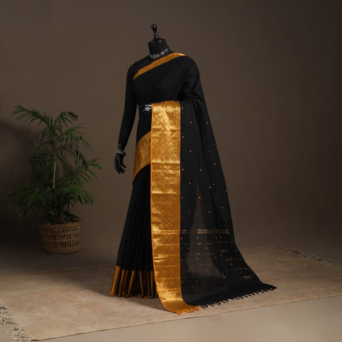 Black - kandangi buti chettinad cotton saree with border 55
