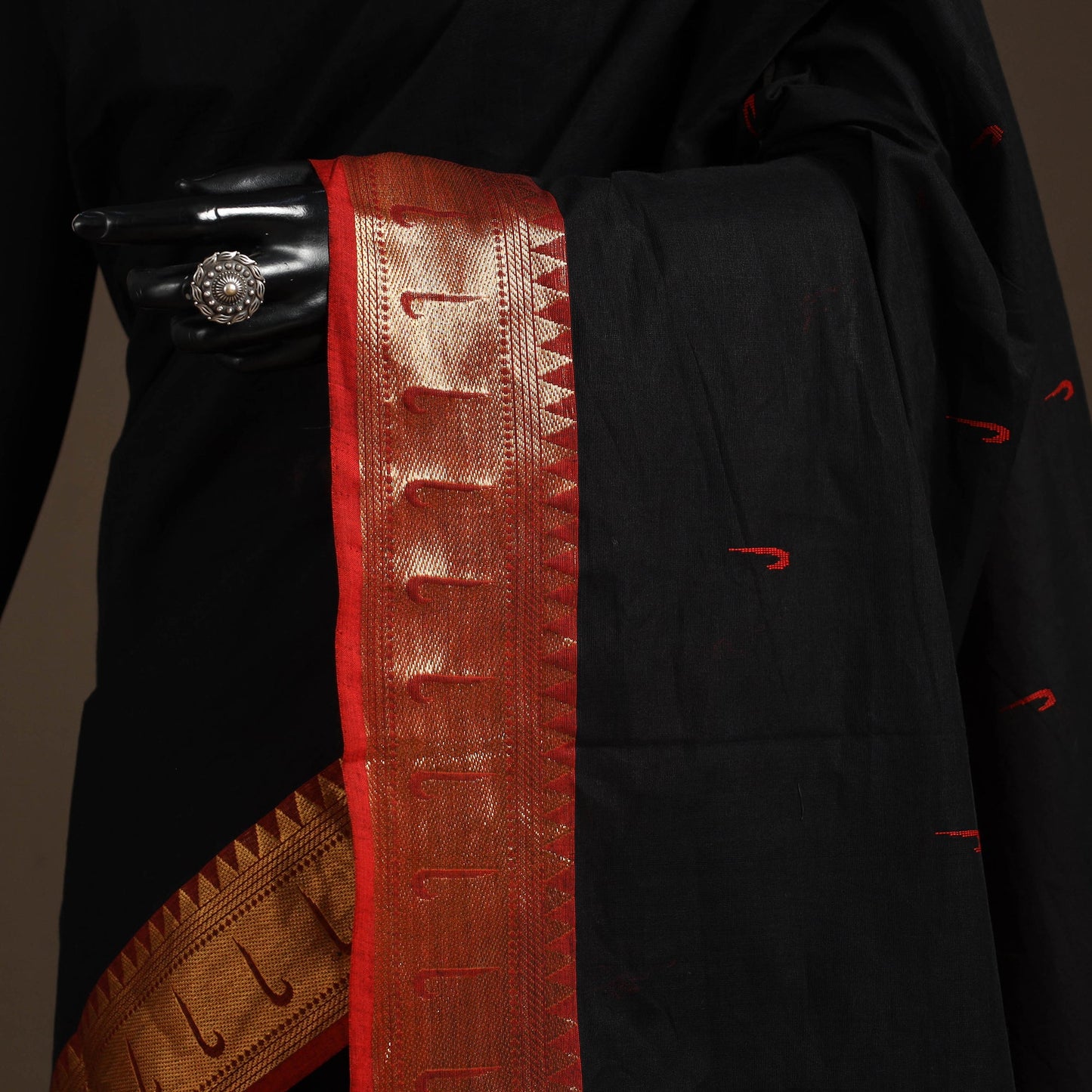 Black - kandangi buti chettinad cotton saree with border 56