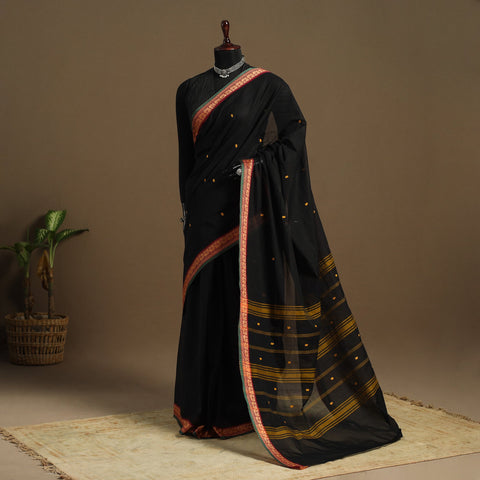 Black Kandangi Chettinad Cotton Saree with Border