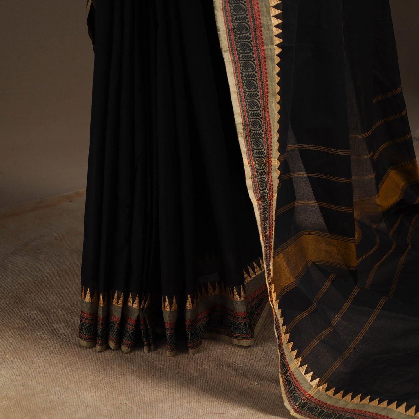 Black - kandangi chettinad cotton saree with border 71