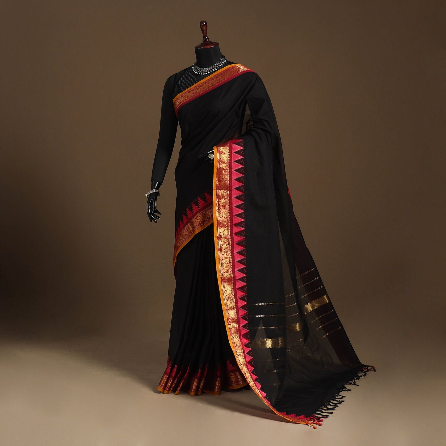 Black - kandangi chettinad cotton saree with border 94