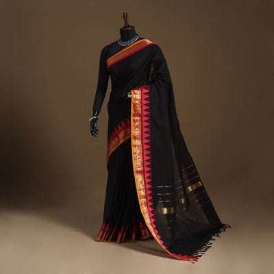 Black - kandangi chettinad cotton saree with border 94