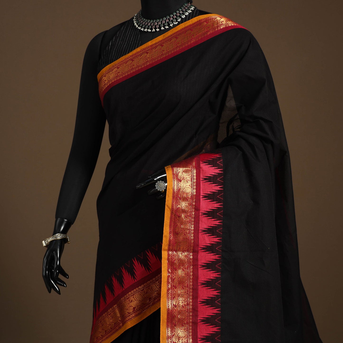 Black - kandangi chettinad cotton saree with border 94