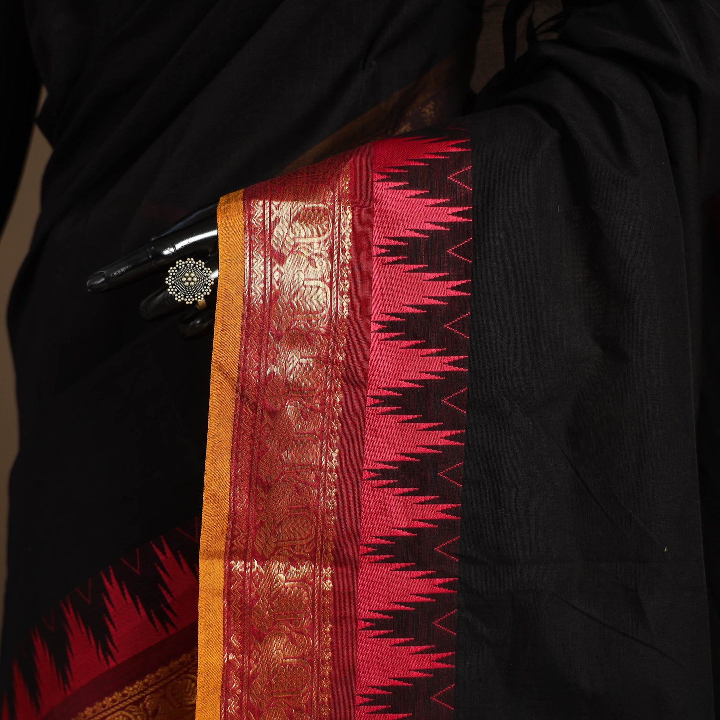 Black - kandangi chettinad cotton saree with border 94