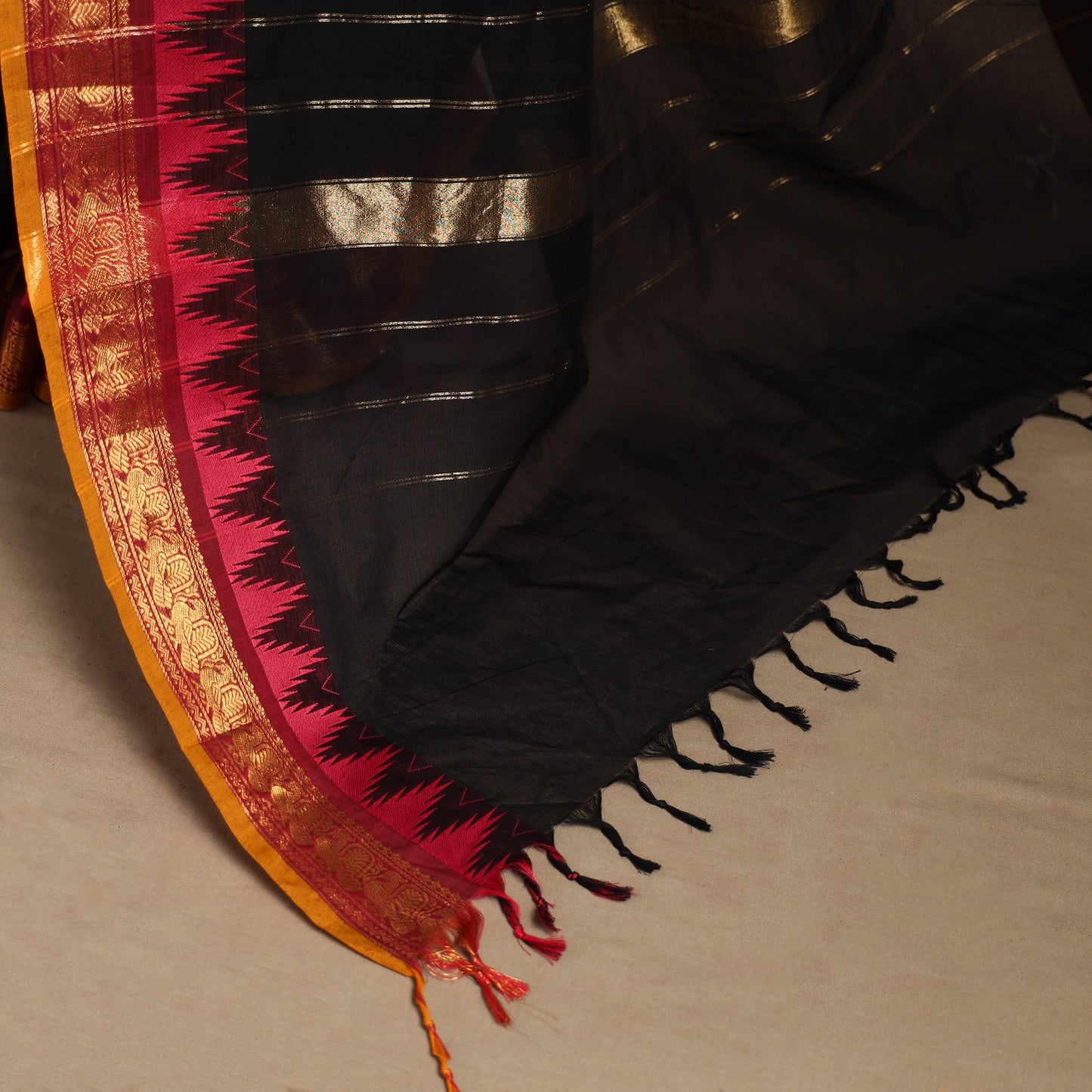 Black - kandangi chettinad cotton saree with border 94
